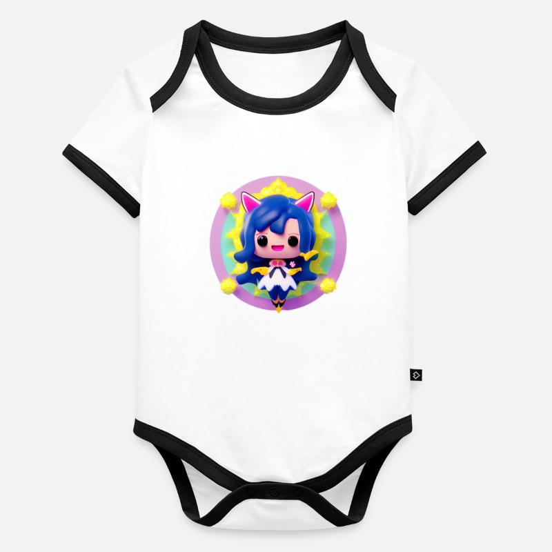 Figur eines blauhaarigen Anime-Mädchens Baby Bio-Kurzarm-Kontrastbody