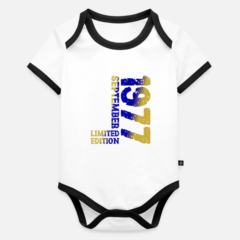 1977 September Limited Edition 46th Birthday Decoration Organic Baby Contrasting Bodysuit