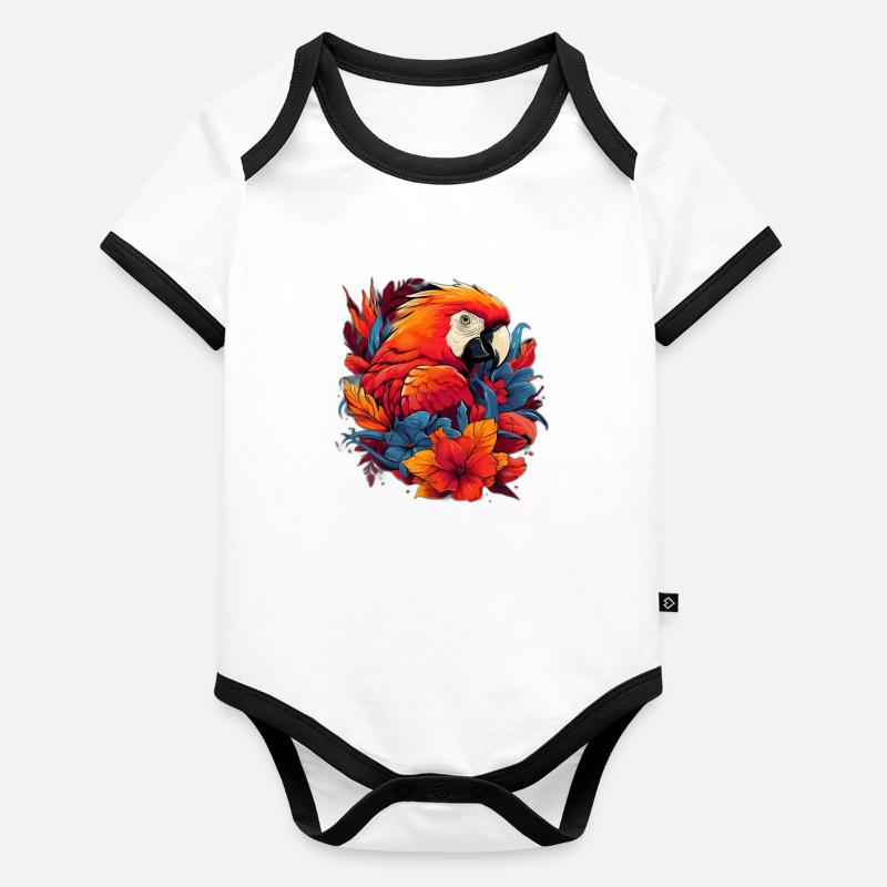 Exotischer Papagei Baby Bio-Kurzarm-Kontrastbody