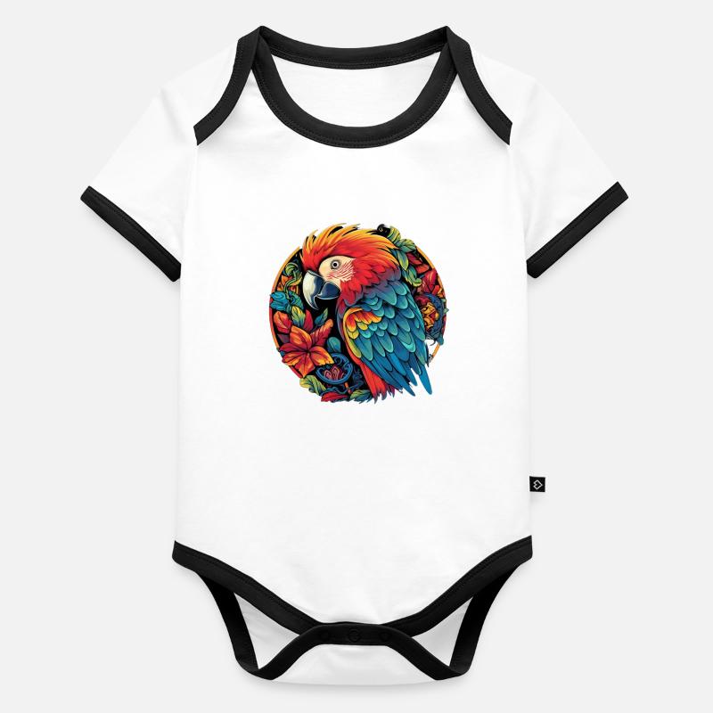 Perroquet Body Bébé bio contrasté manches courtes