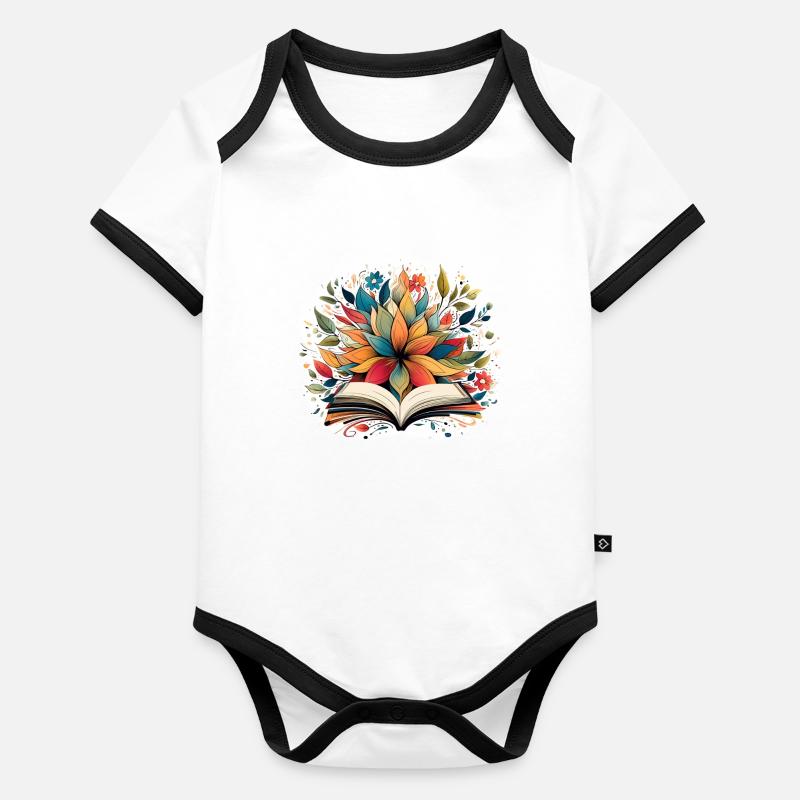 Cercle de fleurs de hêtre Body Bébé bio contrasté manches courtes