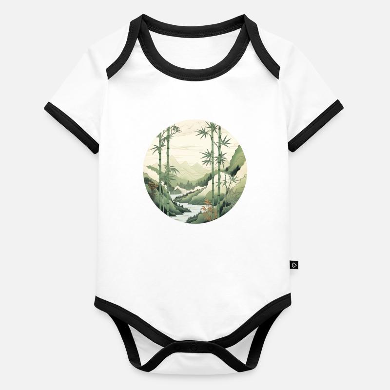 Horizon de bambou Body Bébé bio contrasté manches courtes