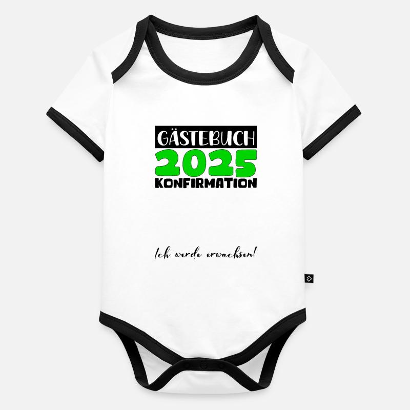 Konfirmation 2025 Gästebuch Deko Mädchen Jungen Baby Bio-Kurzarm-Kontrastbody