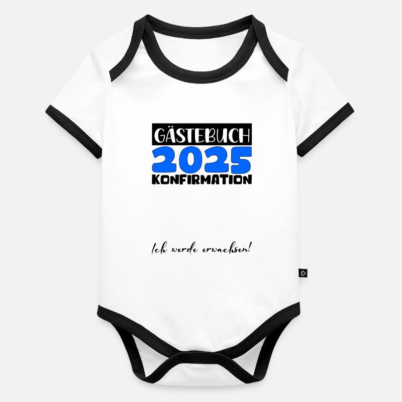 Konfirmation 2025 Gästebuch Deko Mädchen Jungen Baby Bio-Kurzarm-Kontrastbody