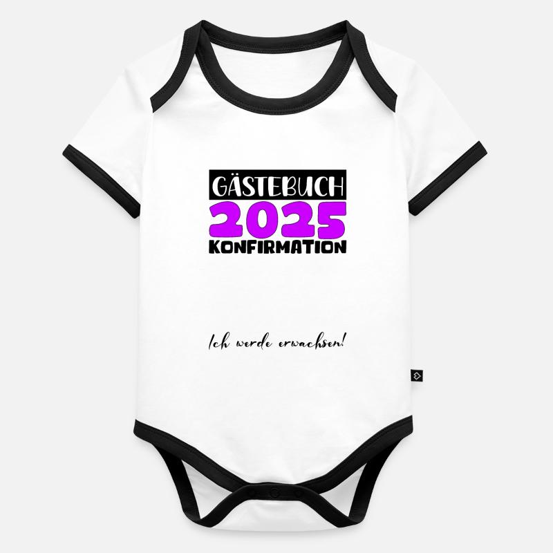 Konfirmation 2025 Gästebuch Deko Mädchen Jungen Baby Bio-Kurzarm-Kontrastbody