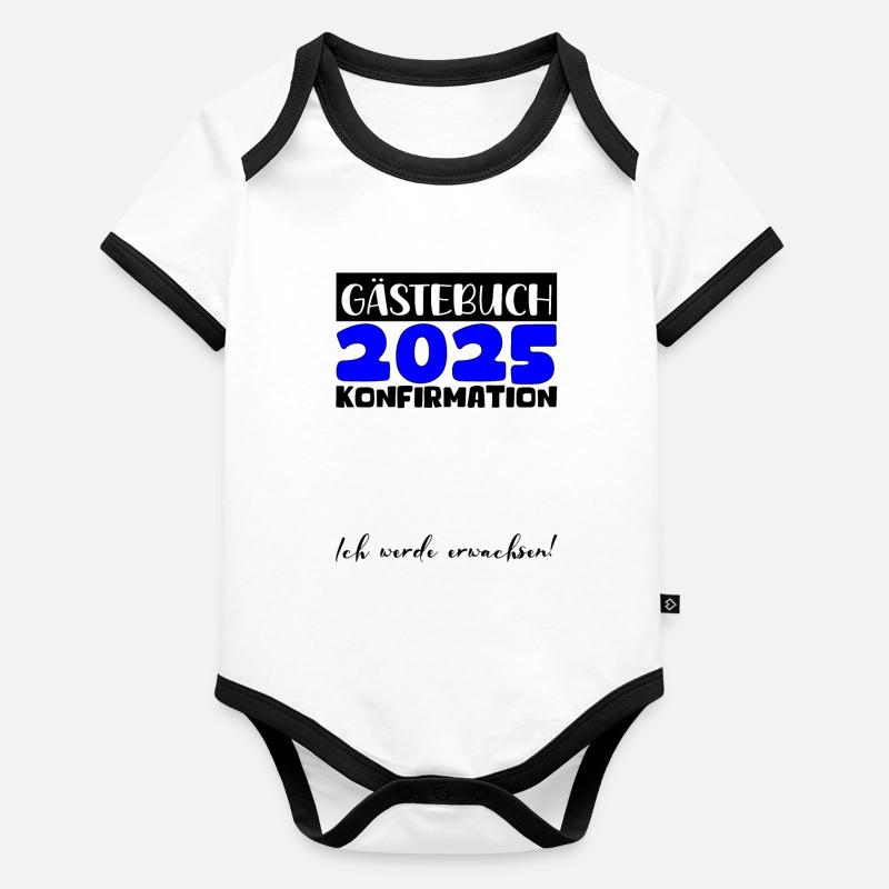 Konfirmation 2025 Gästebuch Deko Mädchen Jungen Baby Bio-Kurzarm-Kontrastbody