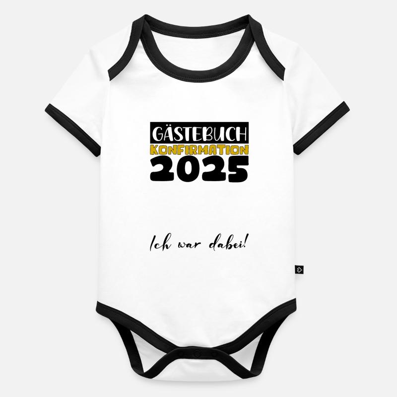 Konfirmation 2025 Gästebuch Deko Mädchen Jungen Baby Bio-Kurzarm-Kontrastbody