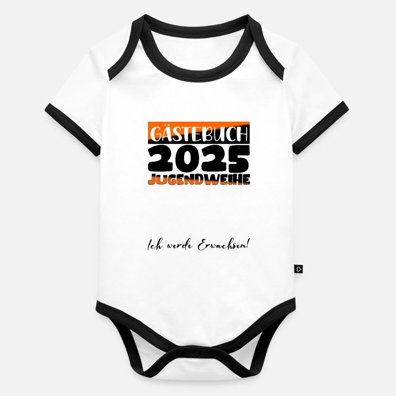 Jugendweihe 2025 Gästebuch Geschenk Mädchen Jungen Baby Bio-Kurzarm-Kontrastbody