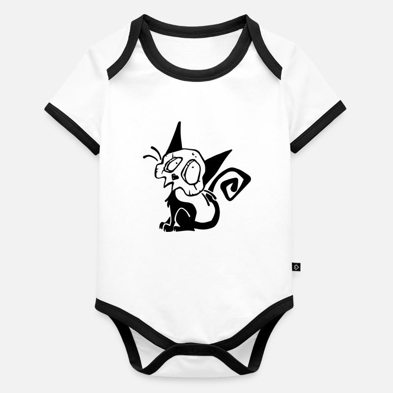 Skull Black Cat Organic Baby Contrasting Bodysuit