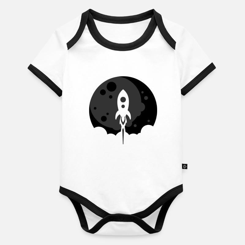 Rocket to the Moon - Black Organic Baby Contrasting Bodysuit