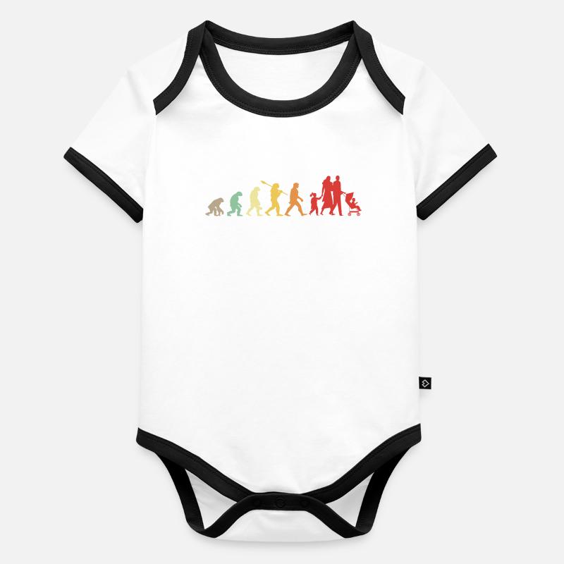 Évolution Famille - Cadeau D'anniversaire Famille Body Bébé bio contrasté manches courtes