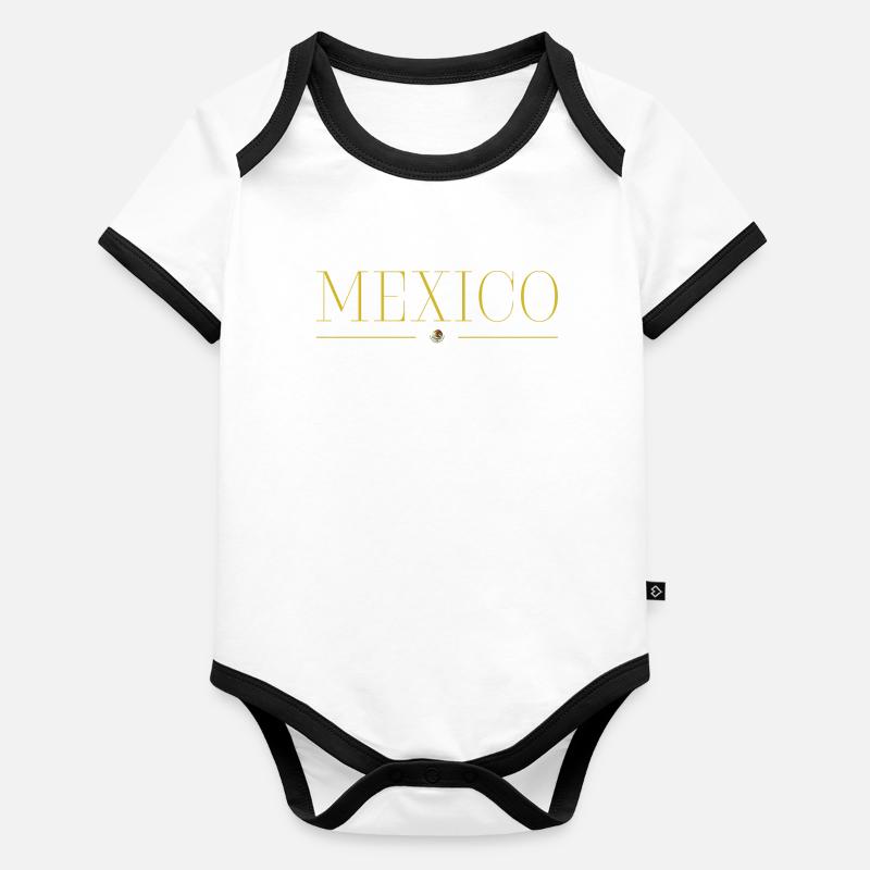 J’aime le Mexique, T-shirt design style élégance Body Bébé bio contrasté manches courtes