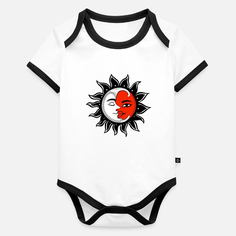 Mond Sonne Baby Bio-Kurzarm-Kontrastbody