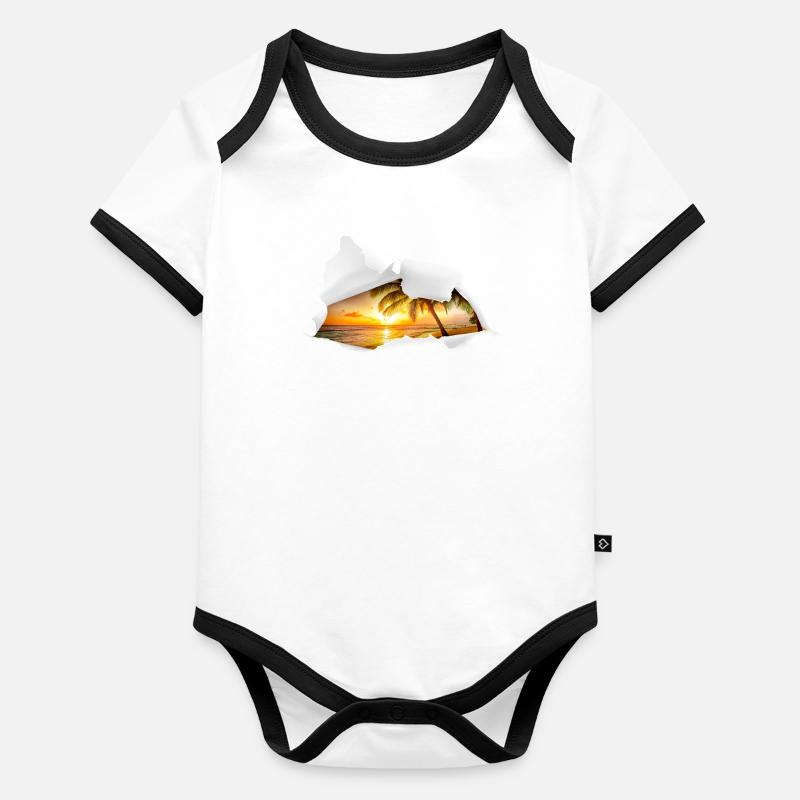 Plage Effet Tshirt déchiré Body Bébé bio contrasté manches courtes