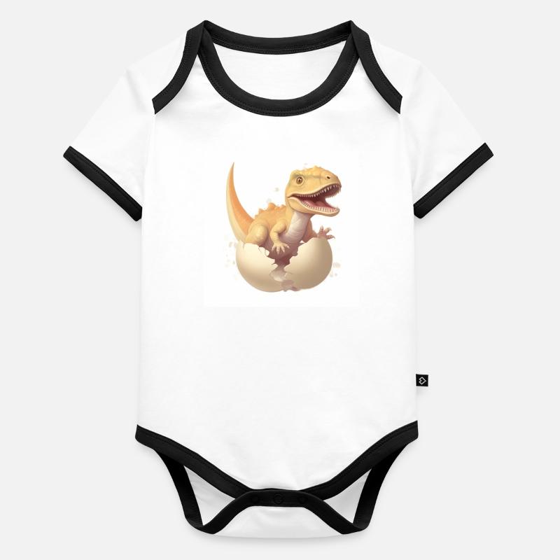 Naissance de Dino - Body Bébé bio contrasté manches courtes - undefined