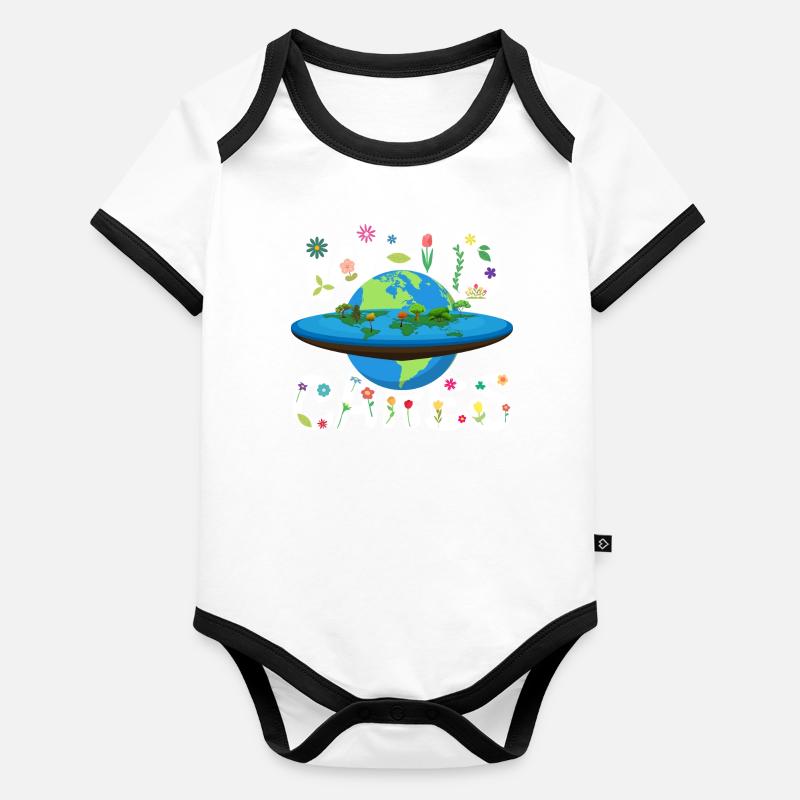 Planet Erde flach oder rund Baby Bio-Kurzarm-Kontrastbody
