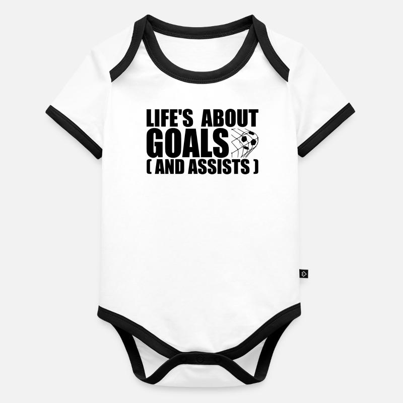 Life's about goals and assists Body Bébé bio contrasté manches courtes
