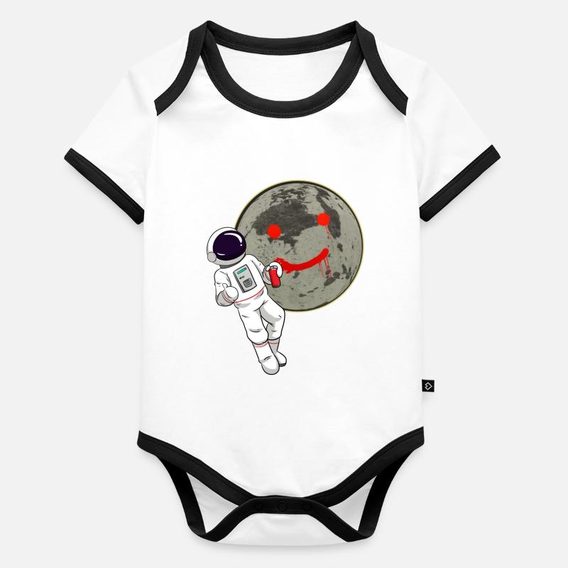 Astronaut Moon Graffiti Sprayer Organic Baby Contrasting Bodysuit