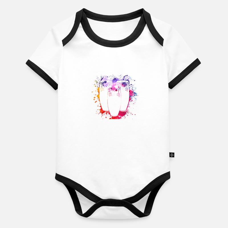 Conga Drums Drum Drum Drummer Cadeaux Body Bébé bio contrasté manches courtes