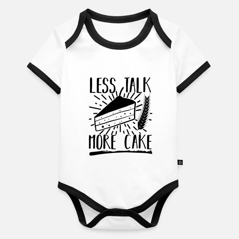 Less Talk More Cake Funny Baker Gift Organic Baby Contrasting Bodysuit