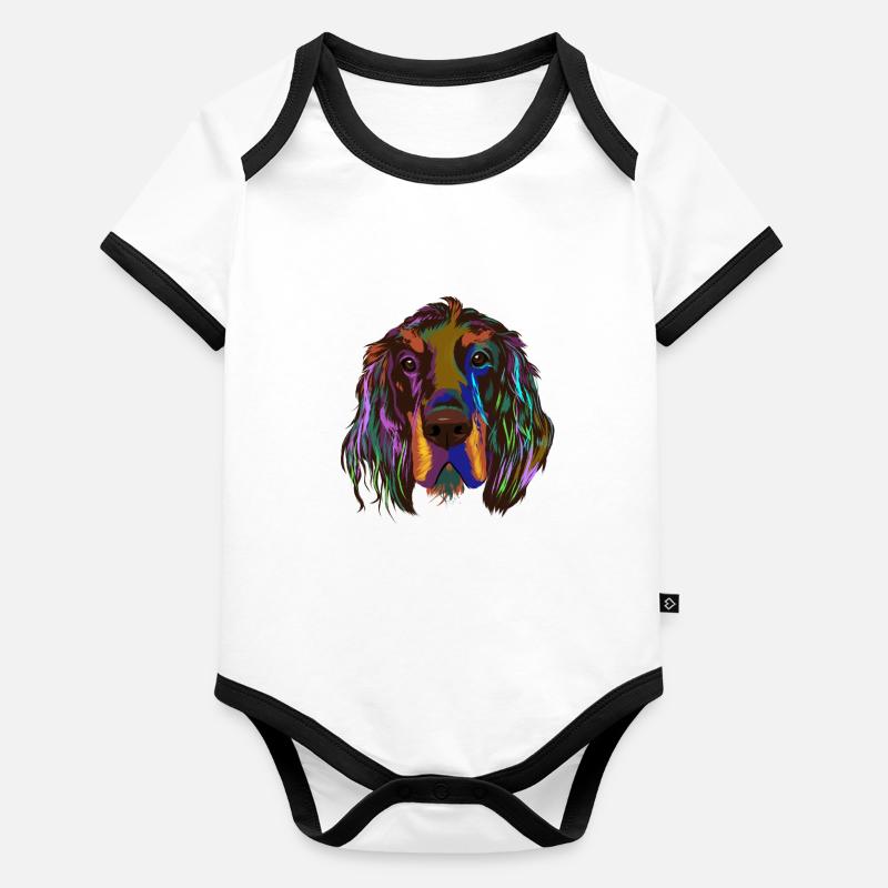Gordon setter chien Body Bébé bio contrasté manches courtes