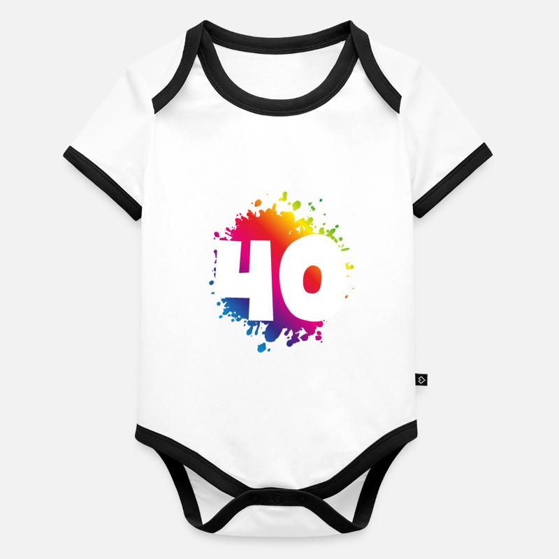 40 Zahl Klecks Baby Bio-Kurzarm-Kontrastbody