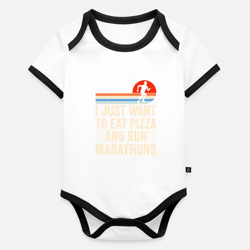 Pizza Und Marathon Läufer Laufen Baby Bio-Kurzarm-Kontrastbody