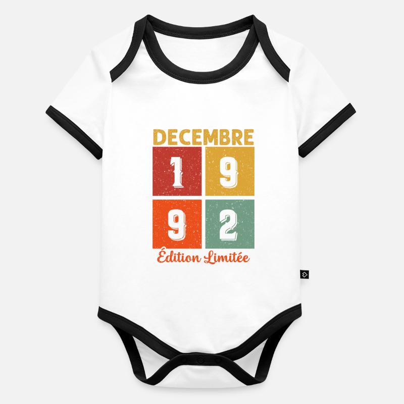 Vintage Décembre 1992 Edition limitée Body Bébé bio contrasté manches courtes