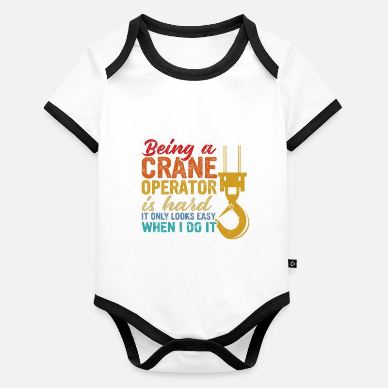 Kranführer Baustelle Hochbau Kranführer Kran Baby Bio-Kurzarm-Kontrastbody