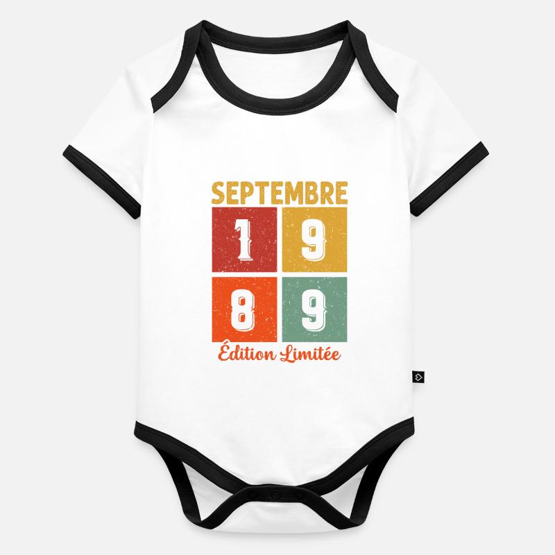 Septembre 1989 Original Idée Cadeau Anniversaire Body Bébé bio contrasté manches courtes