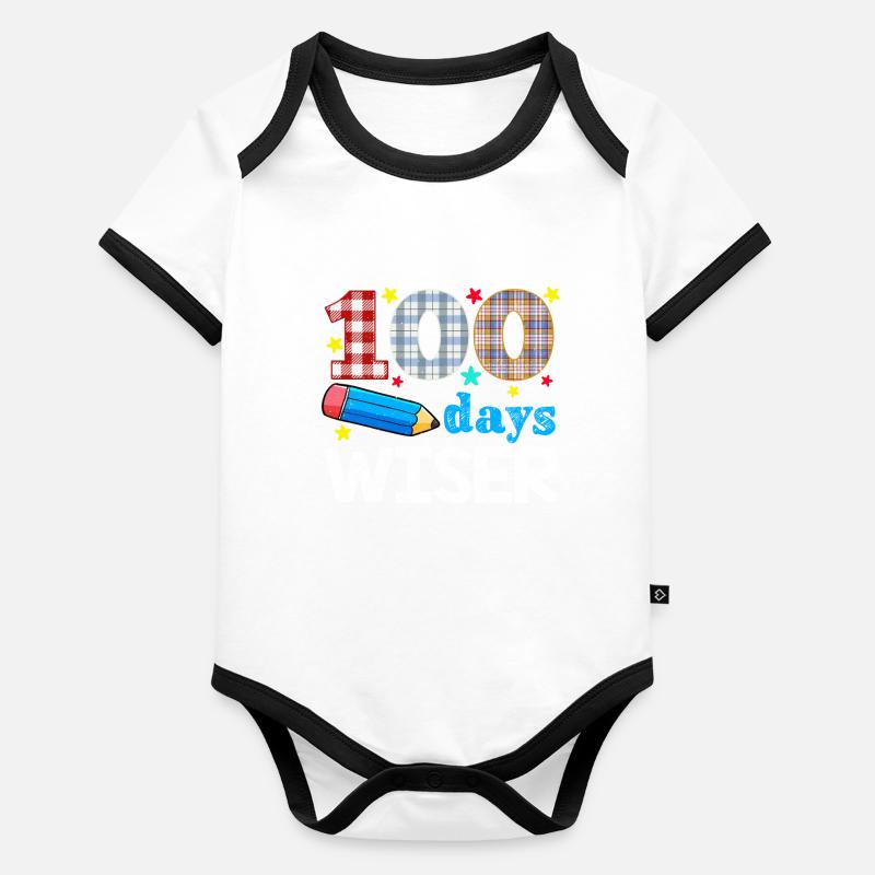 Plaid 100th Day Wiser 100 jours d’école Body Bébé bio contrasté manches courtes