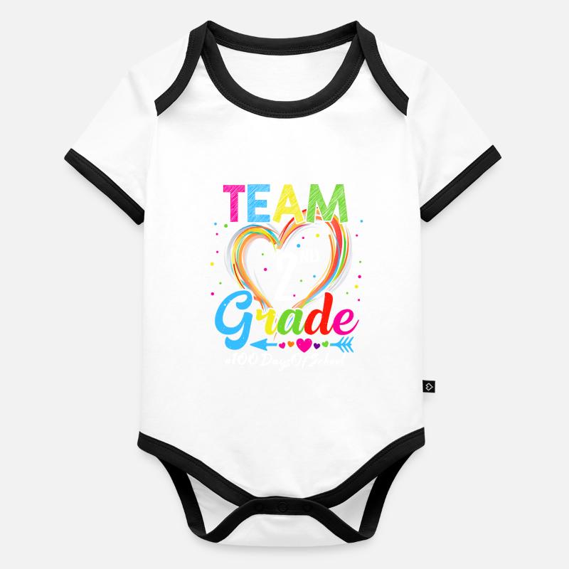 100e jour Équipe Escouade de 2e année 100 jours d’école Body Bébé bio contrasté manches courtes