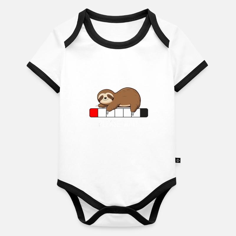 Sleeping Sloth Battery Charging Bar Organic Baby Contrasting Bodysuit