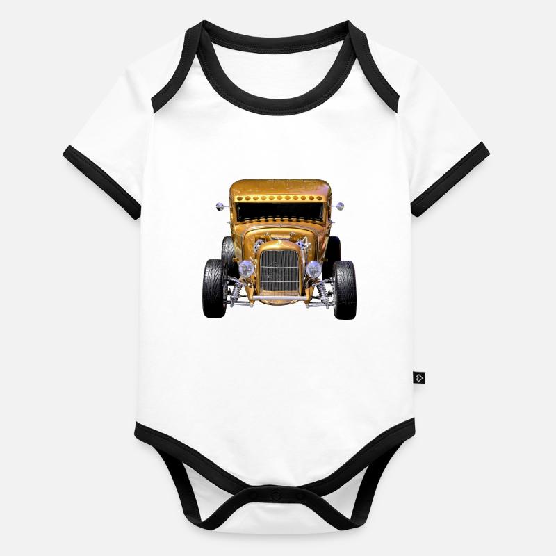 Auto - Oldtimer Baby Bio-Kurzarm-Kontrastbody