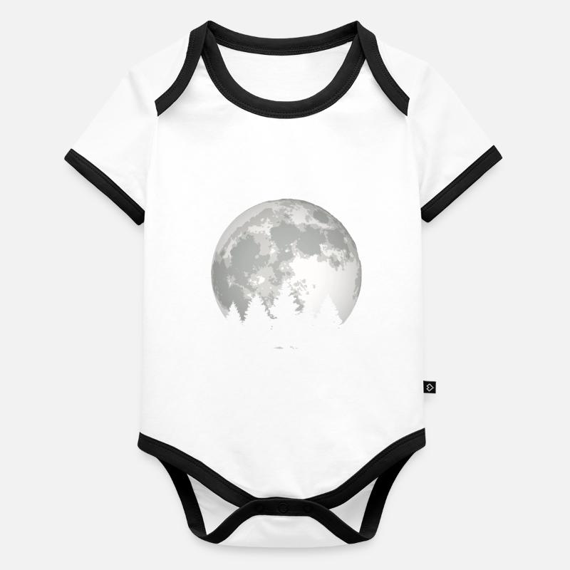 Lune forêt Body Bébé bio contrasté manches courtes