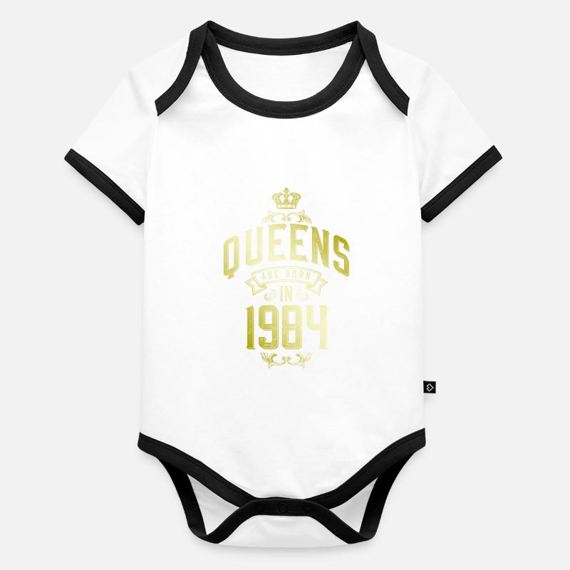 Queens nés en 1984 Body Bébé bio contrasté manches courtes
