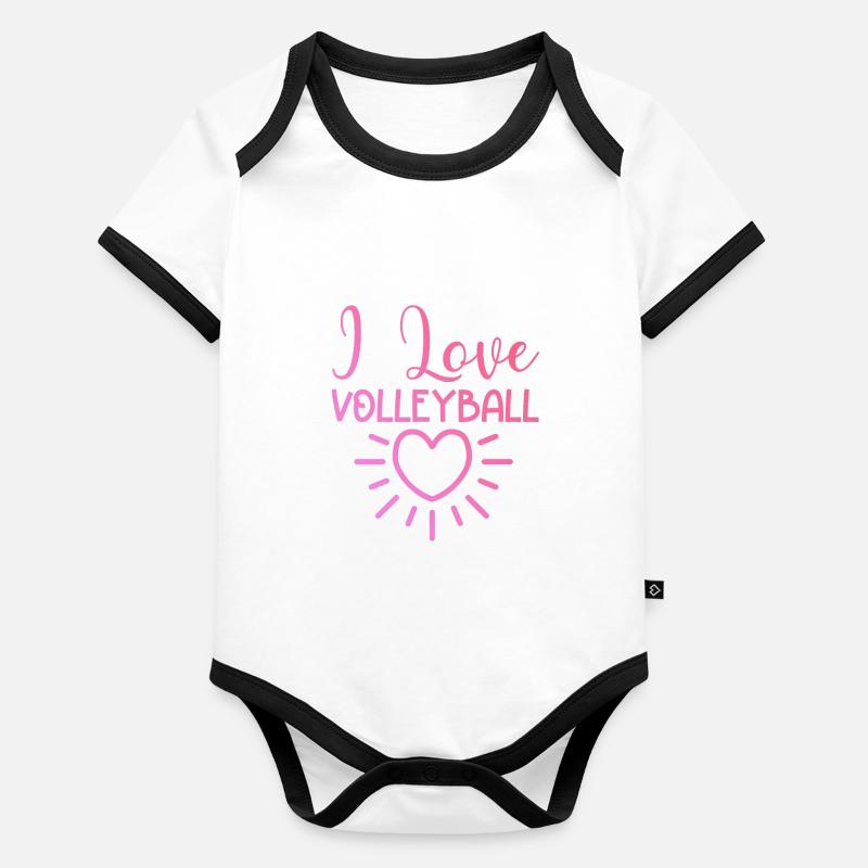 Ich liebe Volleyball Baby Bio-Kurzarm-Kontrastbody