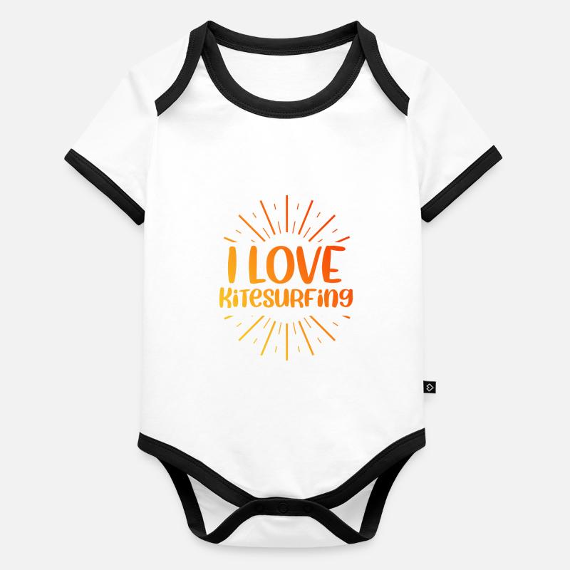 J’adore le kitesurf Body Bébé bio contrasté manches courtes