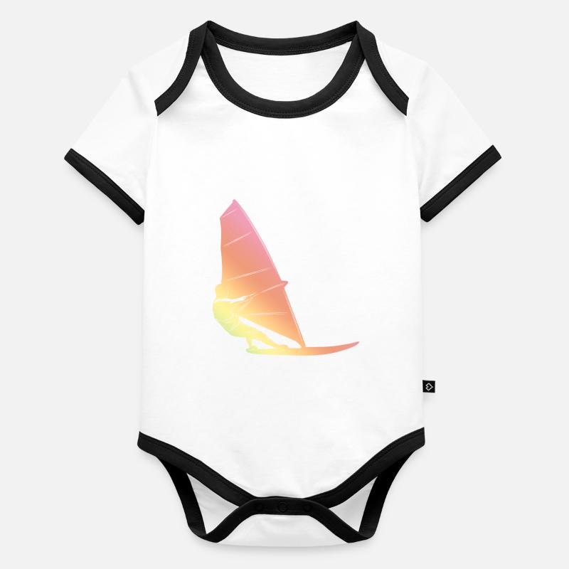 Silhouette de planche à voile Body Bébé bio contrasté manches courtes