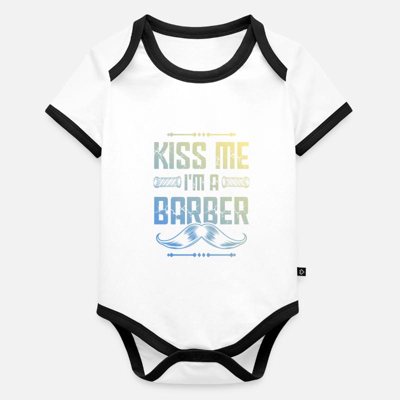 Embrasse-moi Barbier Body Bébé bio contrasté manches courtes