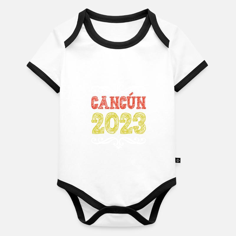 Cancun 2023 Body Bébé bio contrasté manches courtes