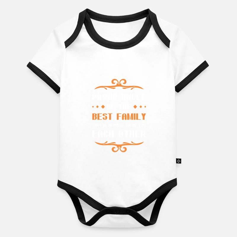 Stolzer Onkel Spruch Familie Baby Bio-Kurzarm-Kontrastbody