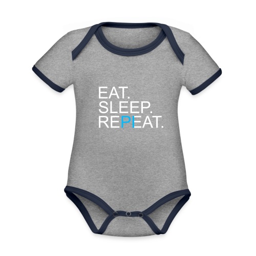 Eat Sleep Repeat PI Mathe Dunkel - Baby Bio-Kurzarm-Kontrastbody