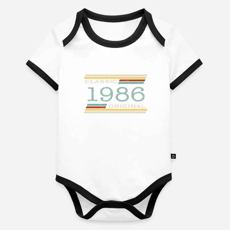 Vintage 1986, Classique, Original(e) Body Bébé bio contrasté manches courtes