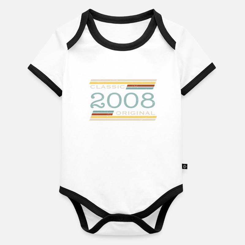 Vintage 2008, Classique, Original(e) Body Bébé bio contrasté manches courtes