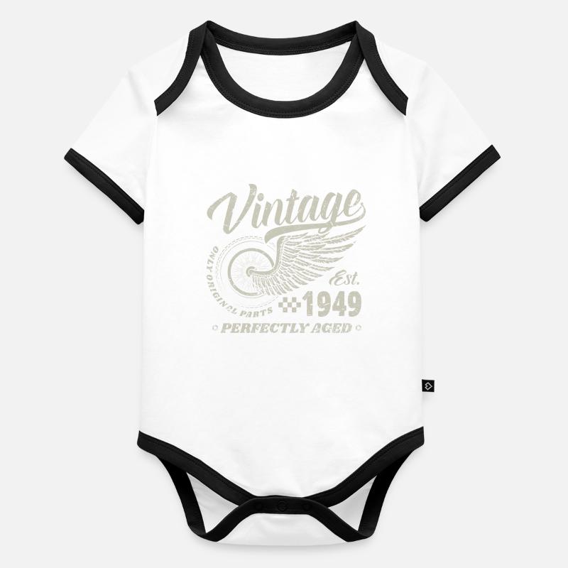 Millésime 1949 Année de naissance 75 Anniversaire 75 Millésime Body Bébé bio contrasté manches courtes