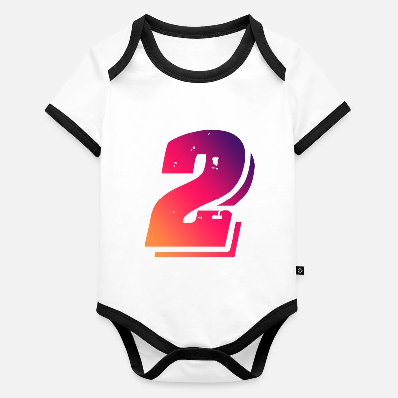 2 Zahl Symbol Baby Bio-Kurzarm-Kontrastbody