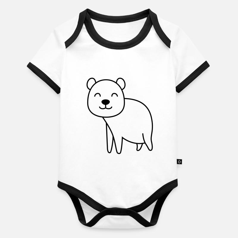 Bande dessinée Ours Body Bébé bio contrasté manches courtes