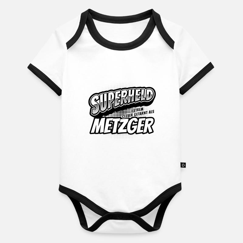 Superheld, clever getarnt als Metzger Baby Bio-Kurzarm-Kontrastbody