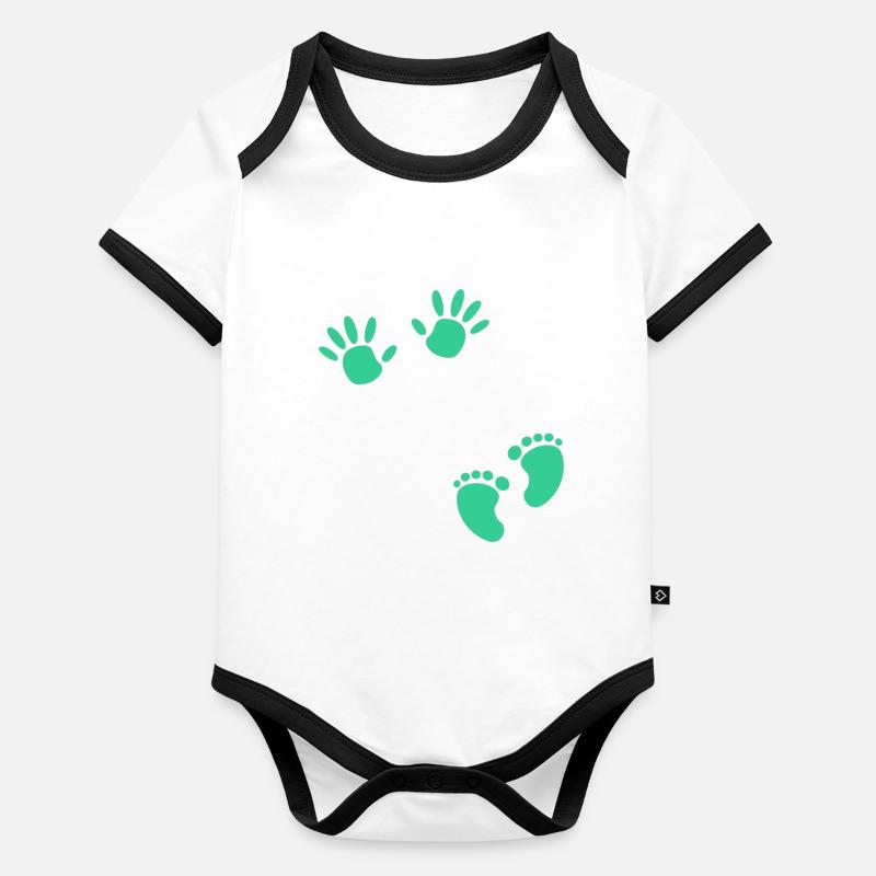 Ventre de bébé empreinte de la grossesse empreinte de la main Body Bébé bio contrasté manches courtes